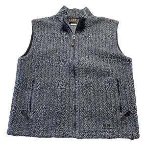 Vintage 90s Helly Hansen Mens Fleece Vest Size M Blue Full Zip Wool Blend USA
